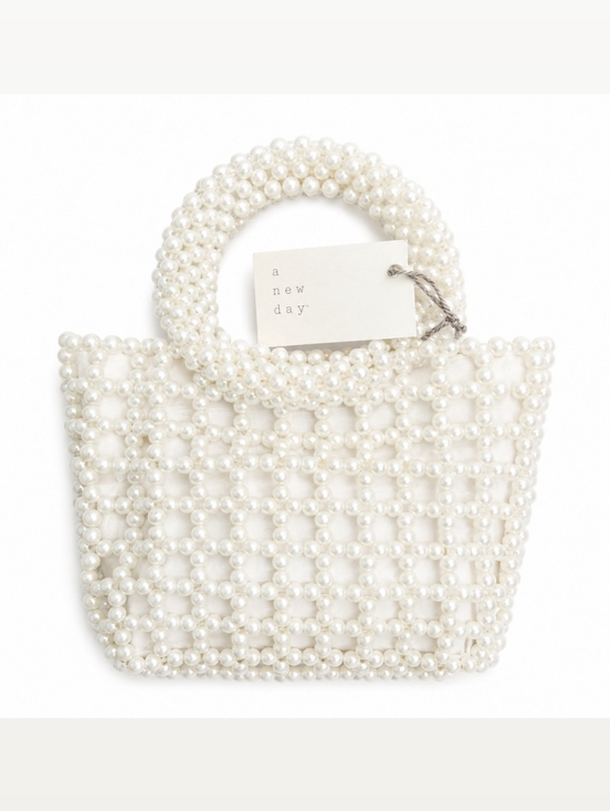 a new day Handbags - a new day Pearl Beaded Mini Tote in White
